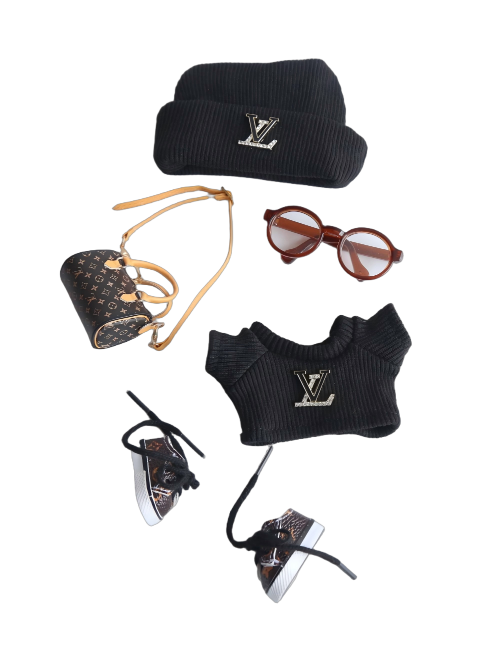 Labubu Black LV Monogram Wool Cool Set